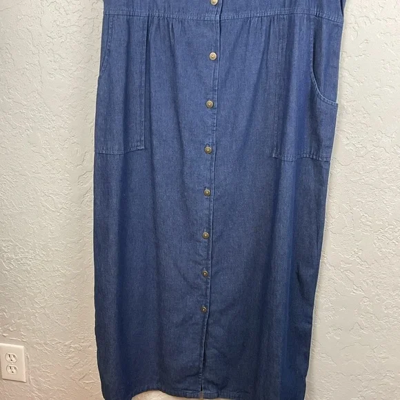 Bobbie Brooks Denim Sleeveless Button Down Sundress Romper Christmas Sz XL - Picture 3 of 8